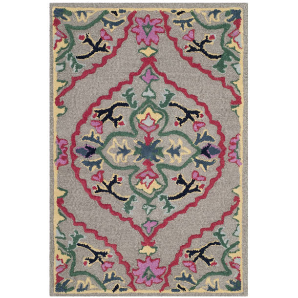 Bungalow Rose Blokzijl Handmade Wool Blue/Pink/Navy Blue Rug & Reviews